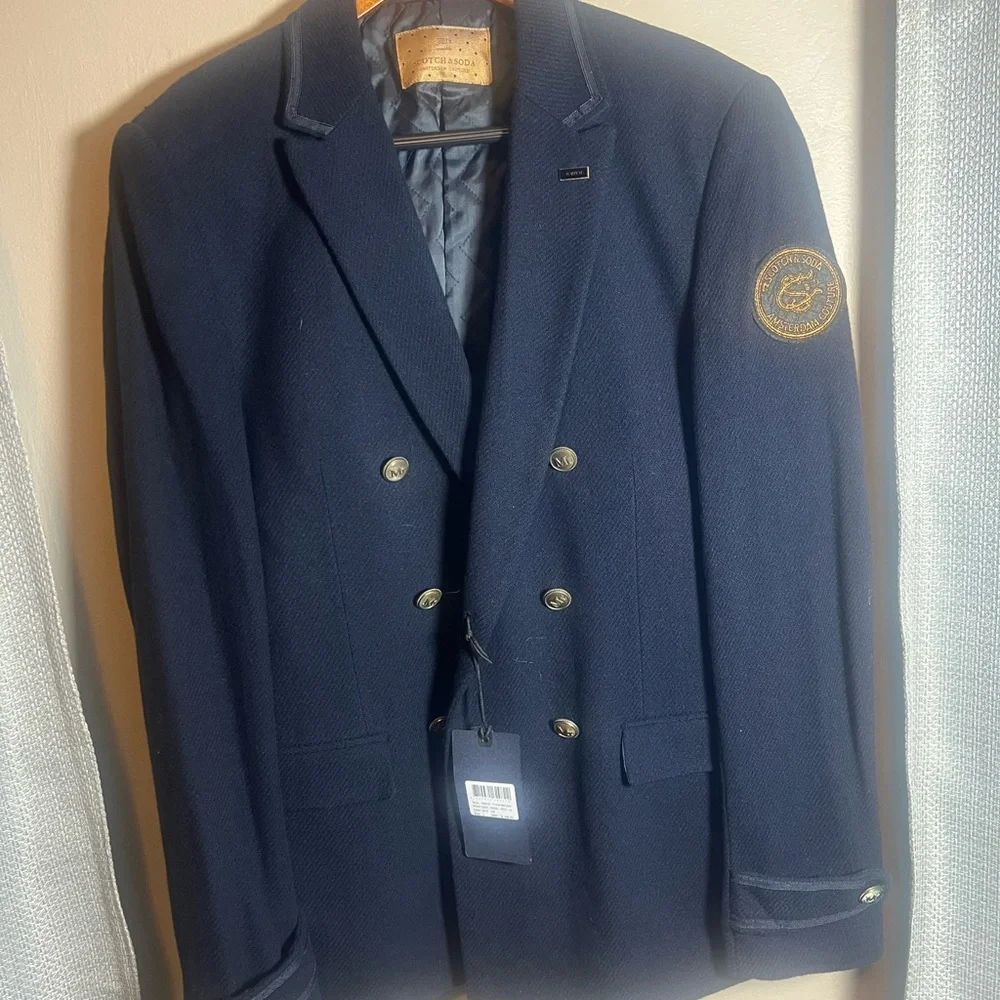 Scotch & Soda Dark Blue Textured Blazer - Picture 1 of 12